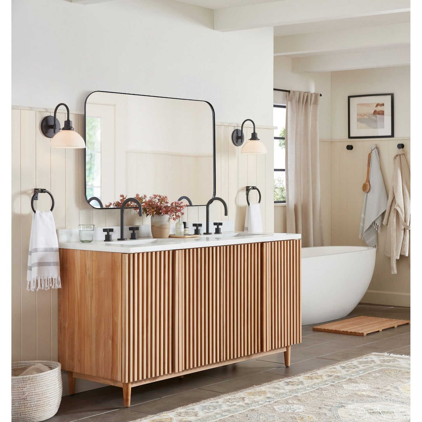 TEHOME Mid-Century Modern Chic Metall Abgerundete Wandspiegel