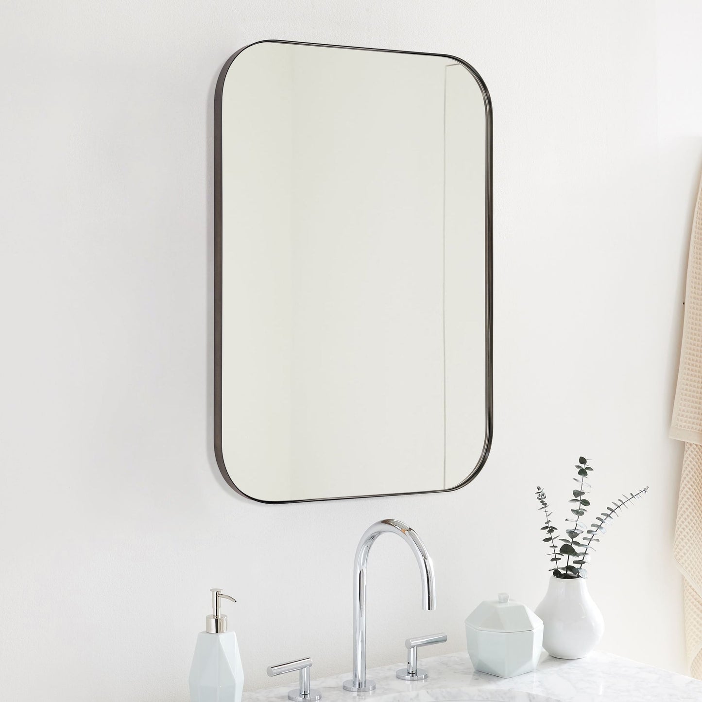 TEHOME Mid-Century Modern Chic Metall Abgerundete Wandspiegel