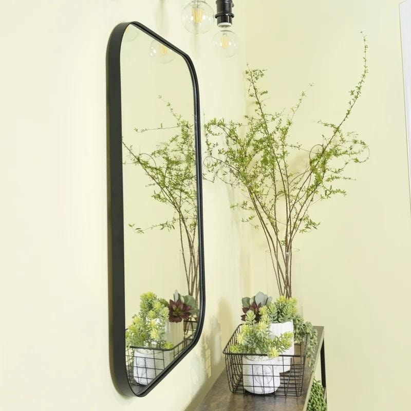 TEHOME Mid-Century Modern Chic Metall Abgerundete Wandspiegel