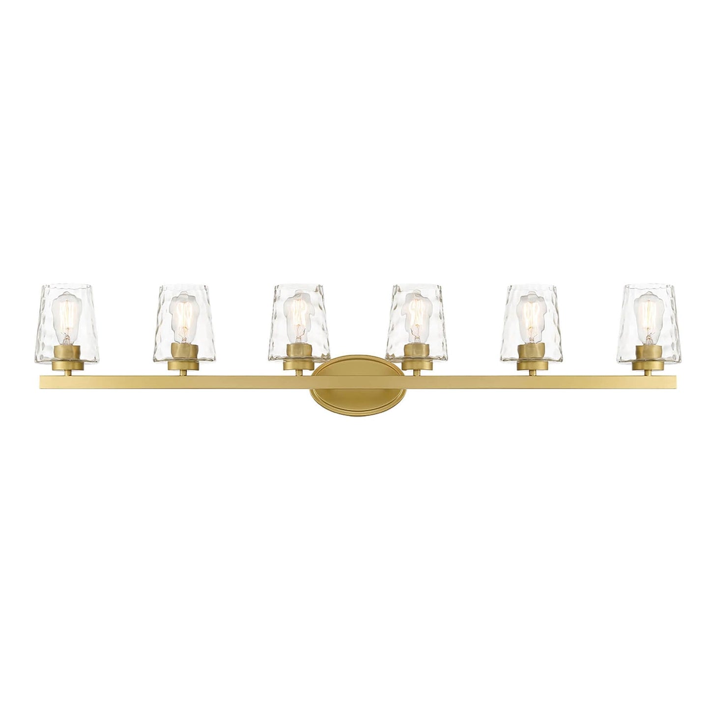 Modernes, dimmbares Badezimmer-Waschtischlicht mit 6 Lichtern und Kunstglas im Mid-Century-Stil – 51 Zoll
