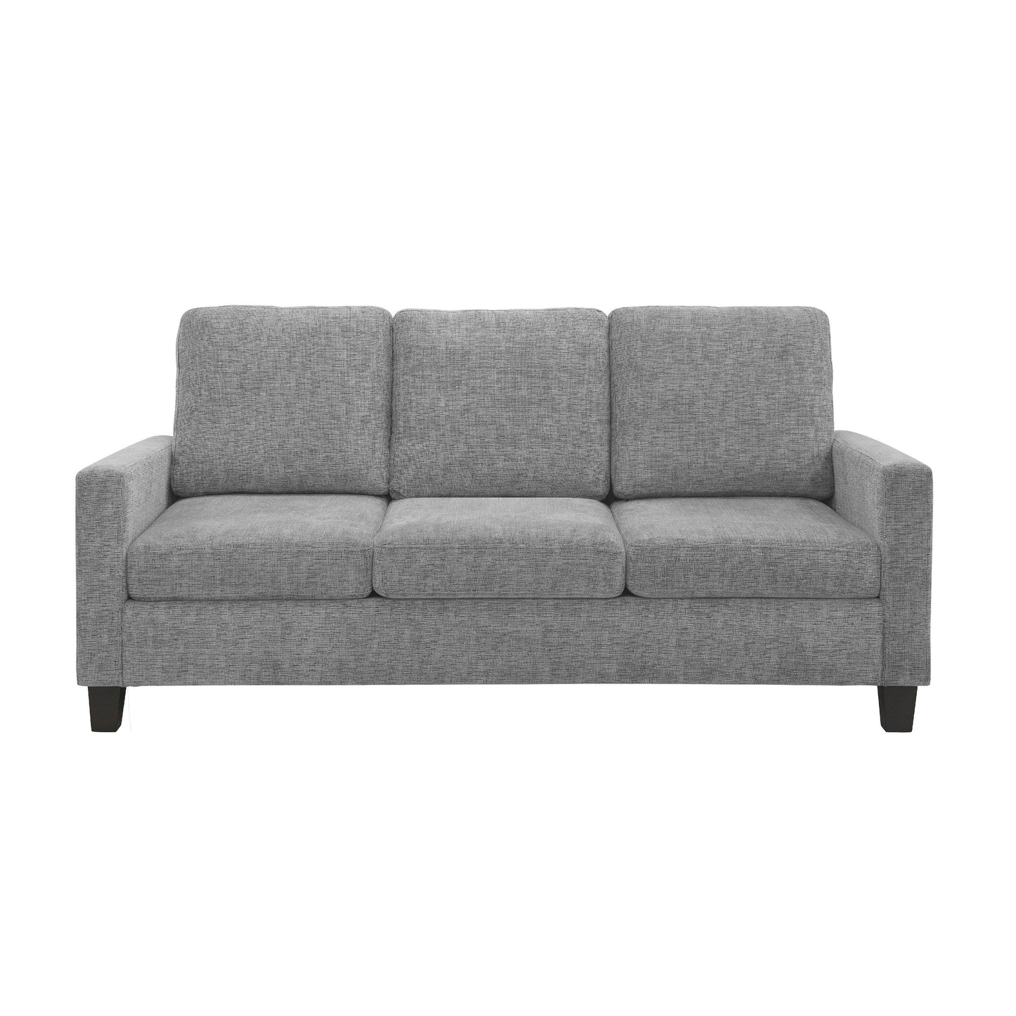 Mihi Sofa, Gray Chenille, 76 Inch, Black Tapered Wood Legs