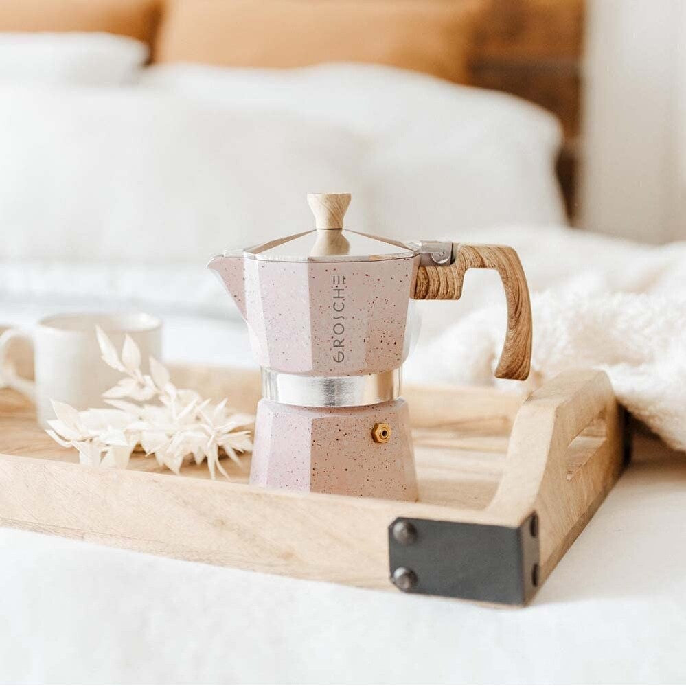 Milano Moka-Kanne, Espressokocher für den Herd, Greca-Kaffeemaschine, Kaffeemaschine und Espressokocher für den Herd (Grau, 9 Tassen)