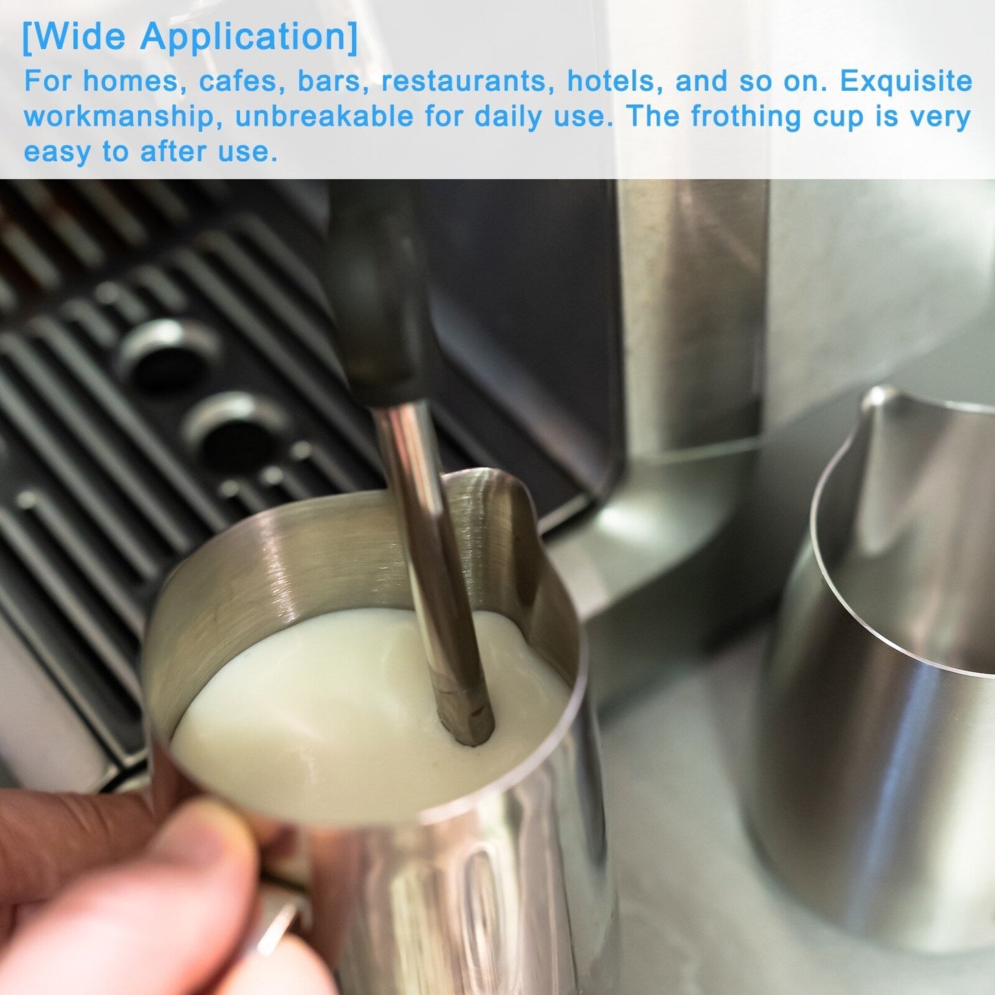 Milchaufschäumkännchen mit integriertem Thermometer, mit Griff