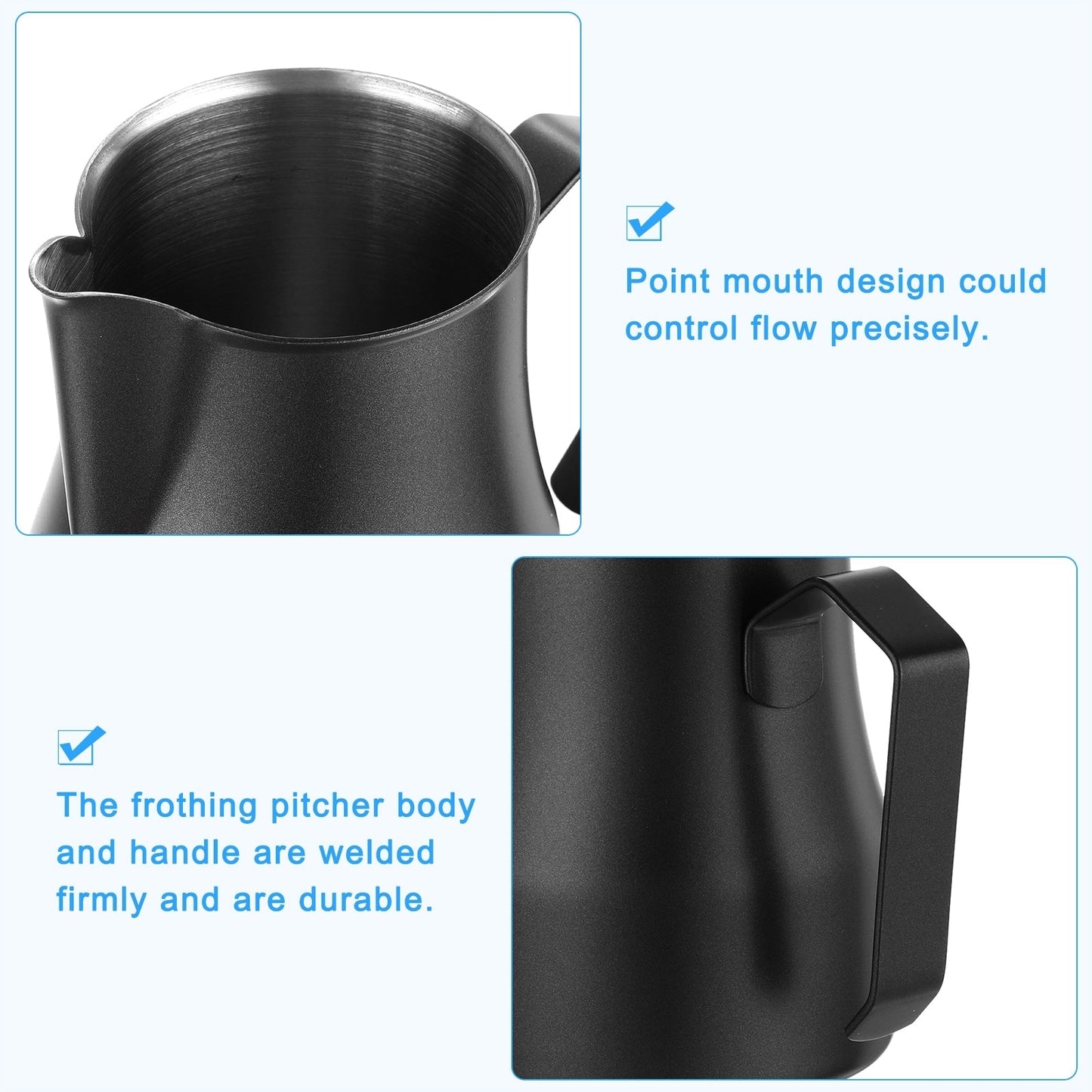 Milchaufschäumkrug, 12 oz/350 ml mit Griff für das Home Cafe