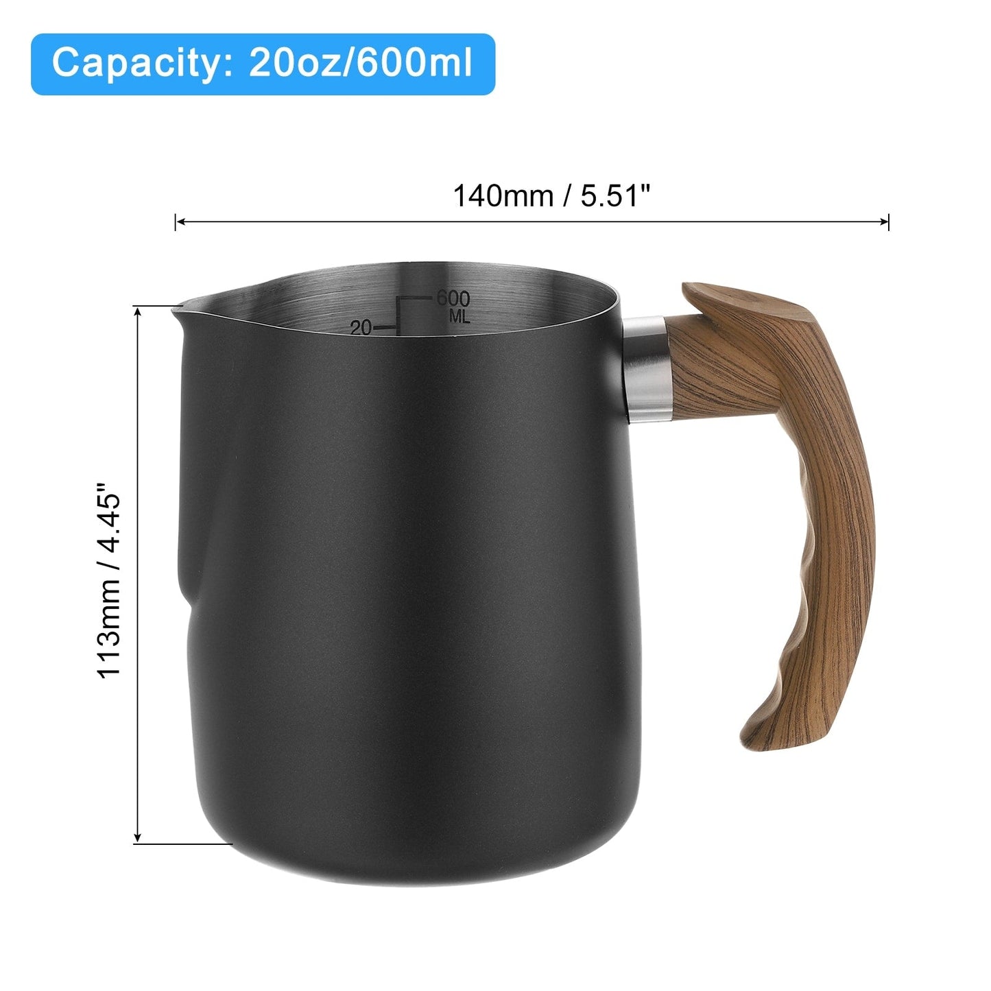 Milchaufschäumkrug, 20 oz/600 ml mit Griff für das Home Cafe