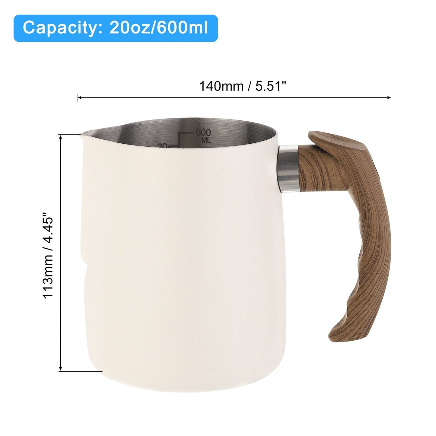 Milchaufschäumkrug, 20 oz/600 ml mit Griff für das Home Cafe