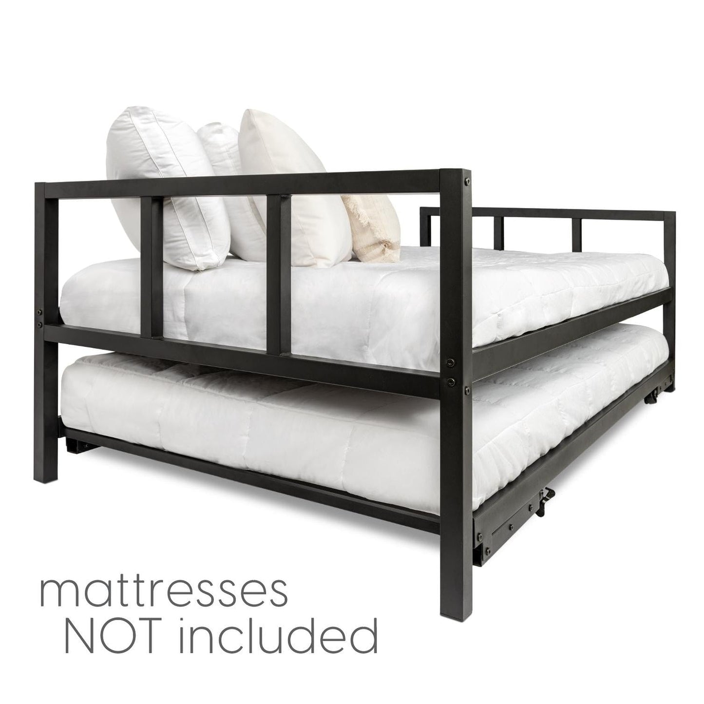 Milliard Twin Daybed und zusammenklappbares Rollbett-Set, schwarzer Rahmen – Matratzen separat erhältlich