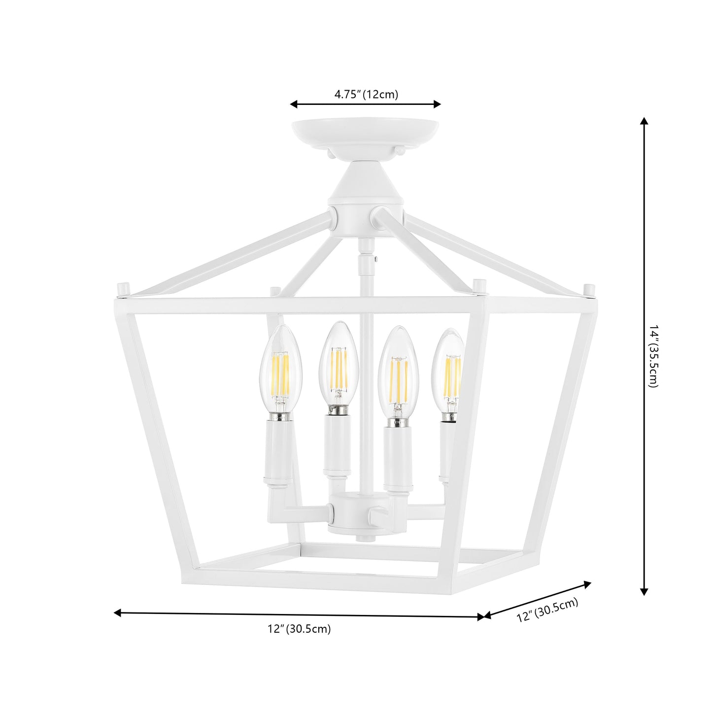 Milton Mini-Laterne, 4-flammig, Eisen, modernes Bauernhaus, LED-Deckenleuchte, von JONATHAN Y