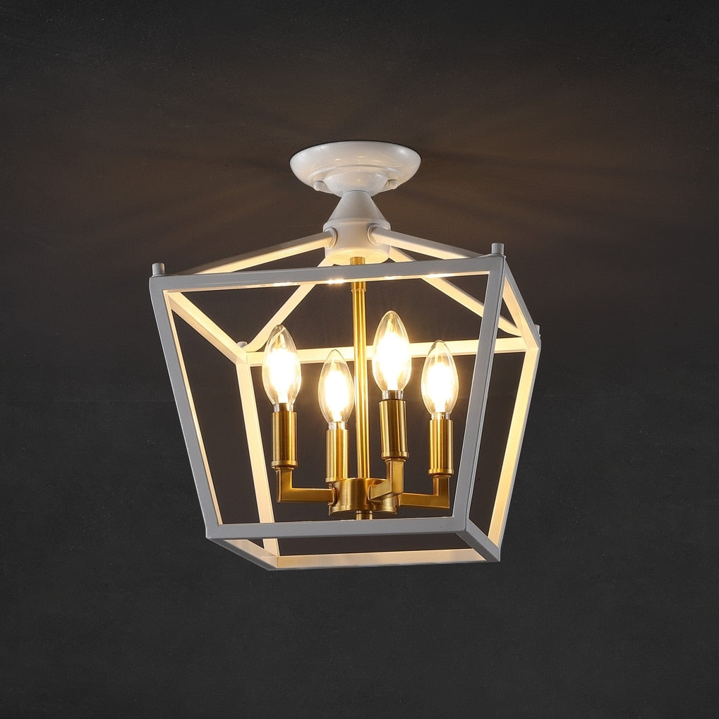 Milton Mini-Laterne, 4-flammig, Eisen, modernes Bauernhaus, LED-Deckenleuchte, von JONATHAN Y