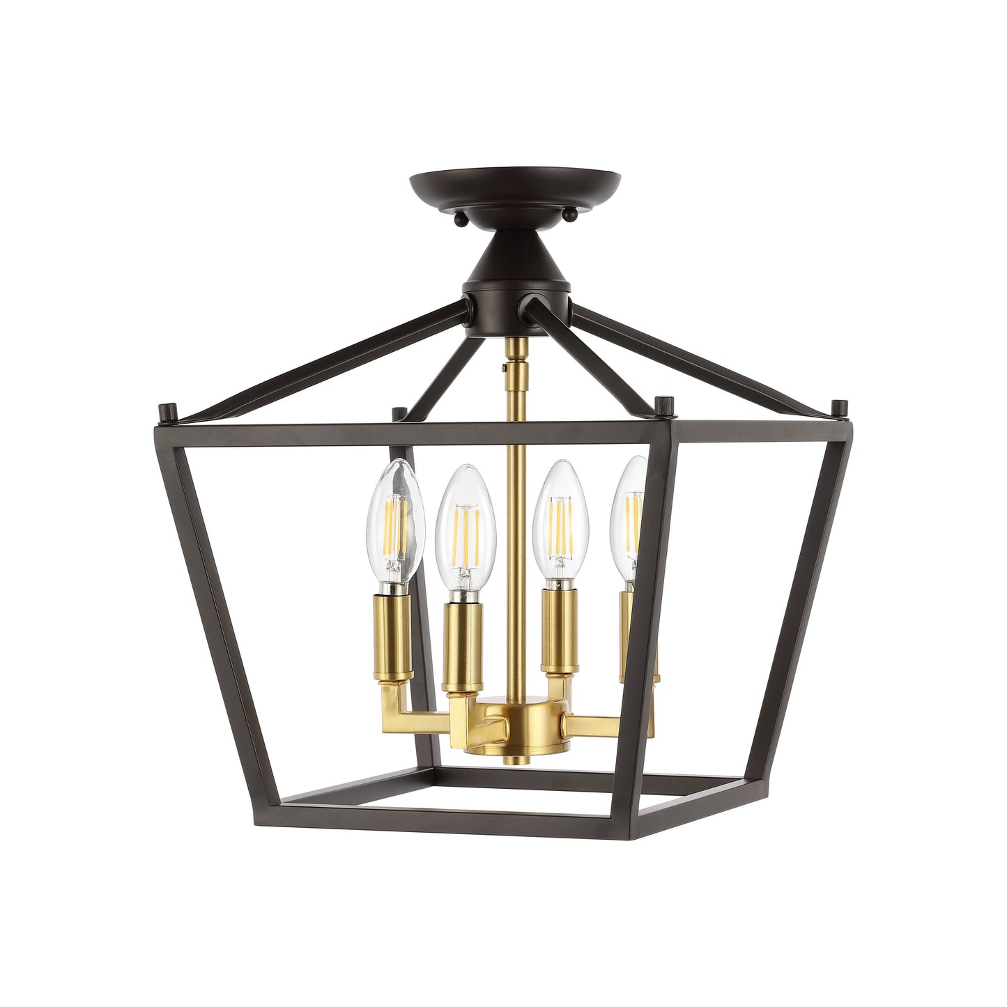 Milton Mini-Laterne, 4-flammig, Eisen, modernes Bauernhaus, LED-Deckenleuchte, von JONATHAN Y
