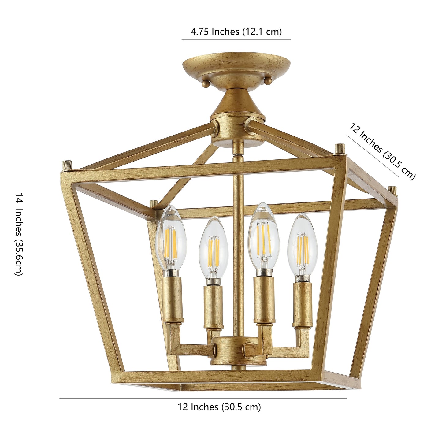 Milton Mini-Laterne, 4-flammig, Eisen, modernes Bauernhaus, LED-Deckenleuchte, von JONATHAN Y
