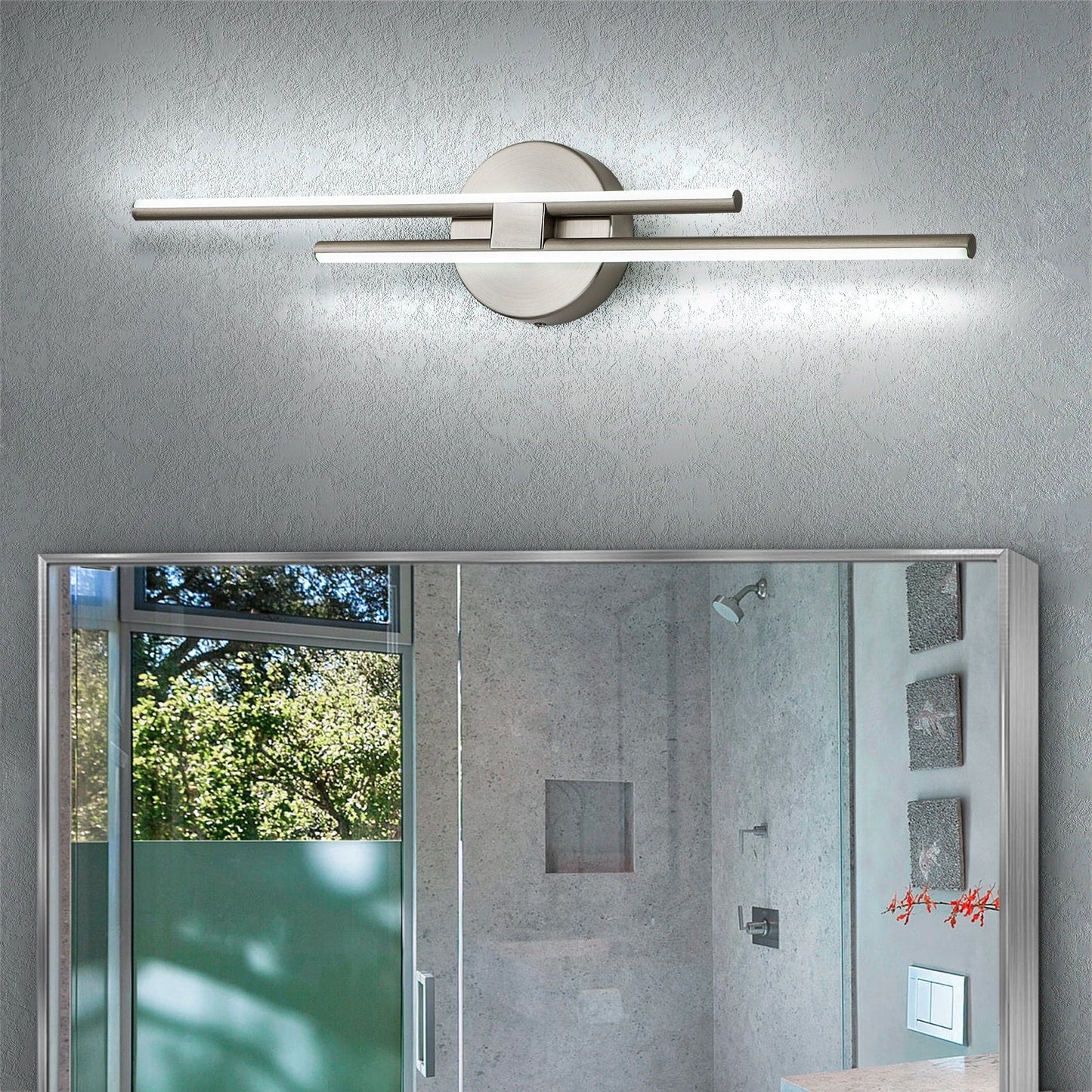Minimalistische 2-flammige dimmbare LED-Waschtischleuchte, lineare Metall-Wandleuchte