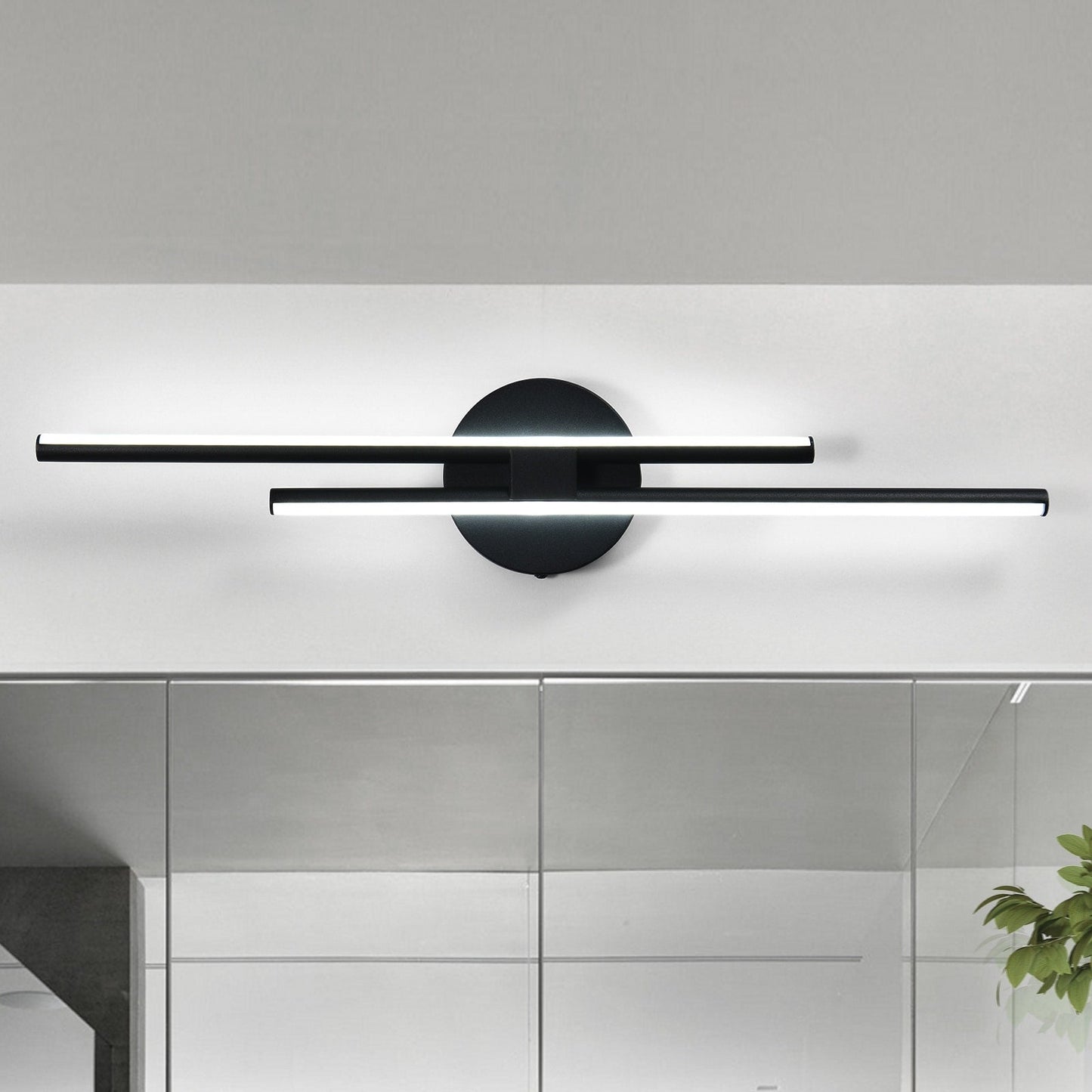 Minimalistische 2-flammige dimmbare LED-Waschtischleuchte, lineare Metall-Wandleuchte
