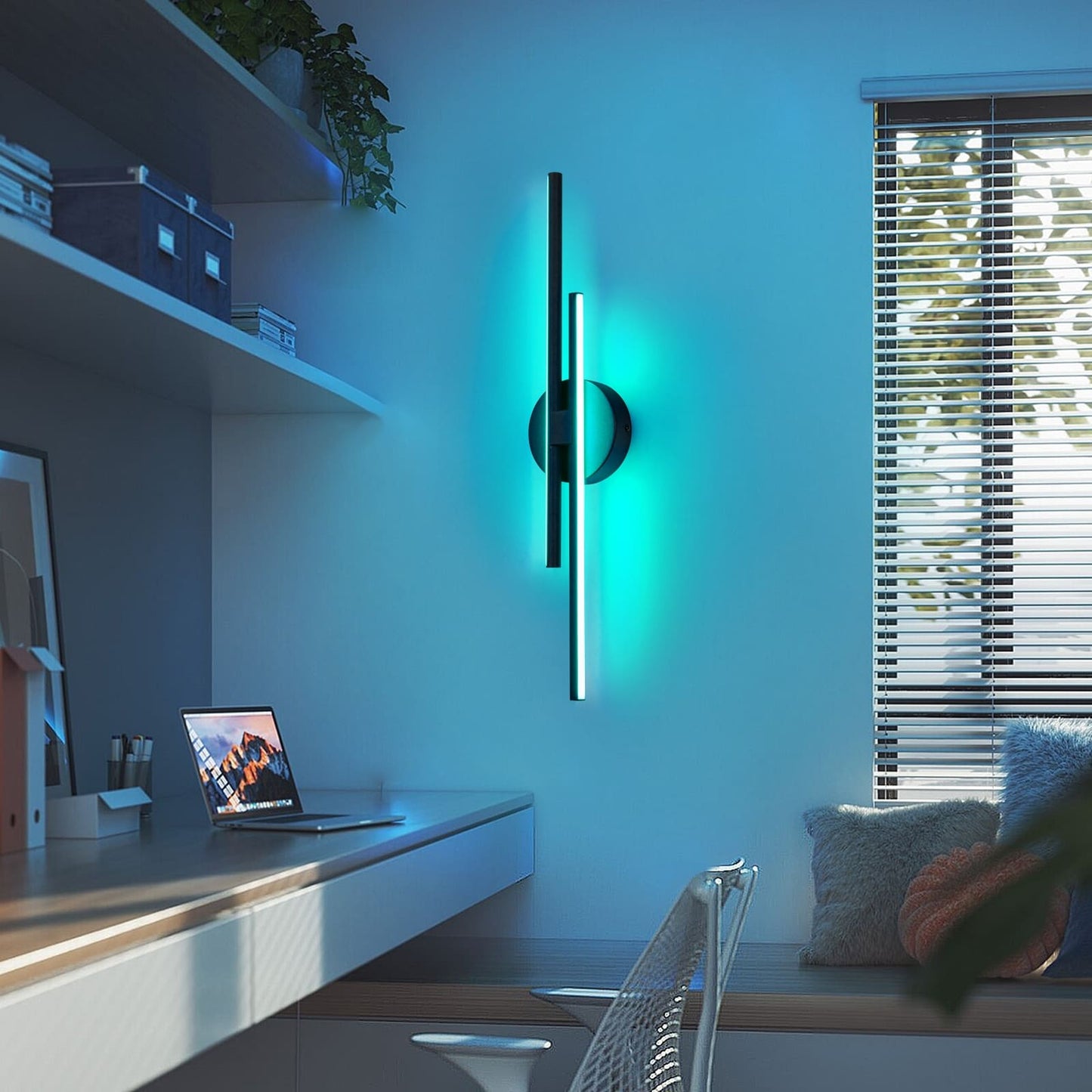 Minimalistische 2-flammige dimmbare LED-Waschtischleuchte, lineare Metall-Wandleuchte