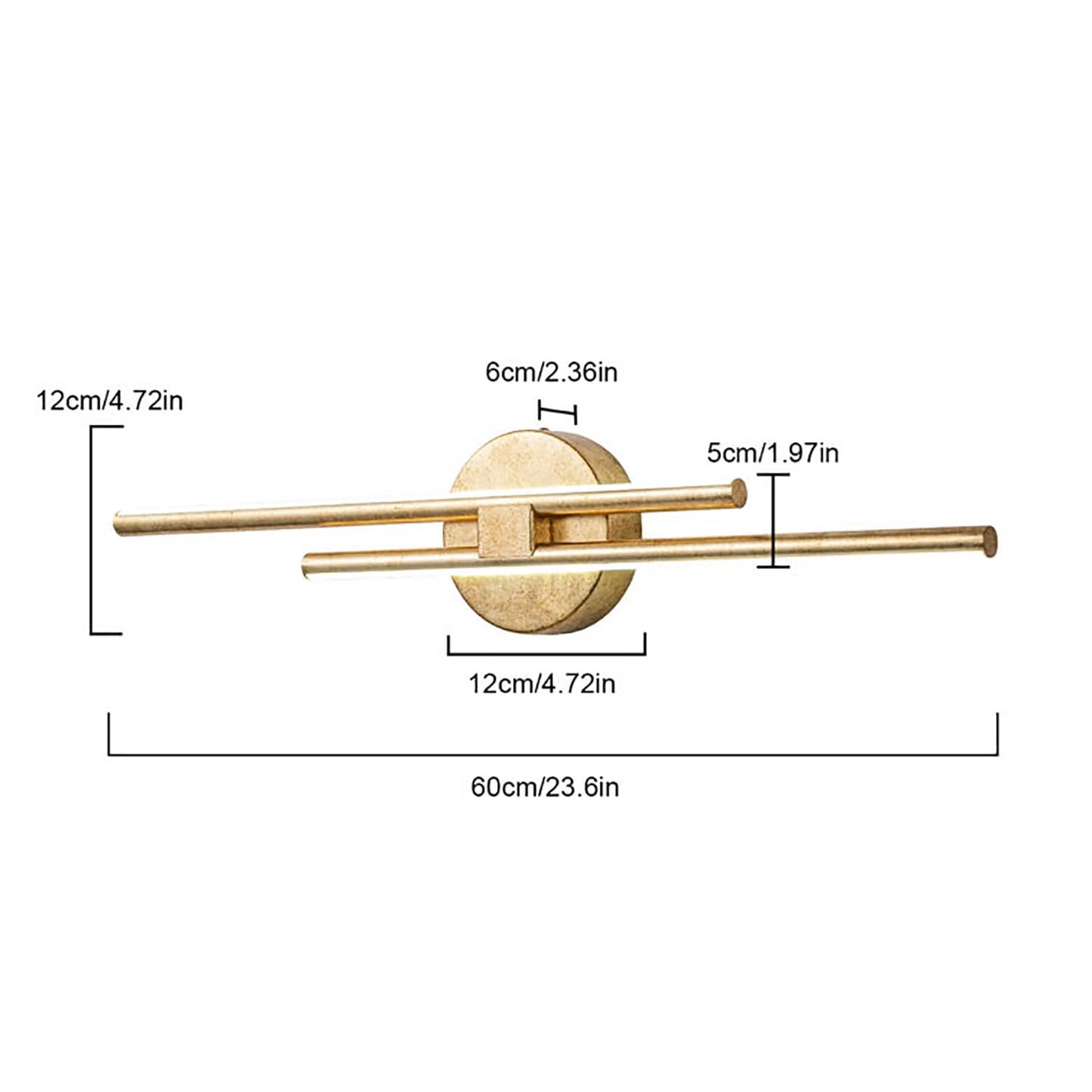Minimalistische 2-flammige dimmbare LED-Waschtischleuchte, lineare Metall-Wandleuchte
