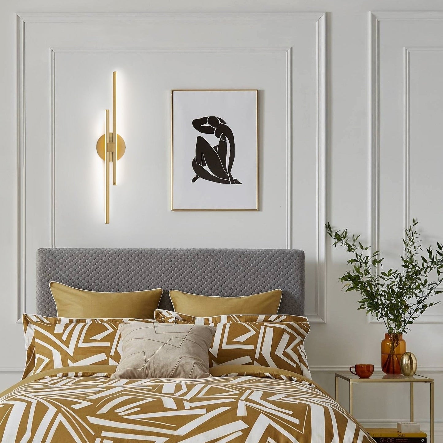 Minimalistische 2-flammige dimmbare LED-Waschtischleuchte, lineare Metall-Wandleuchte