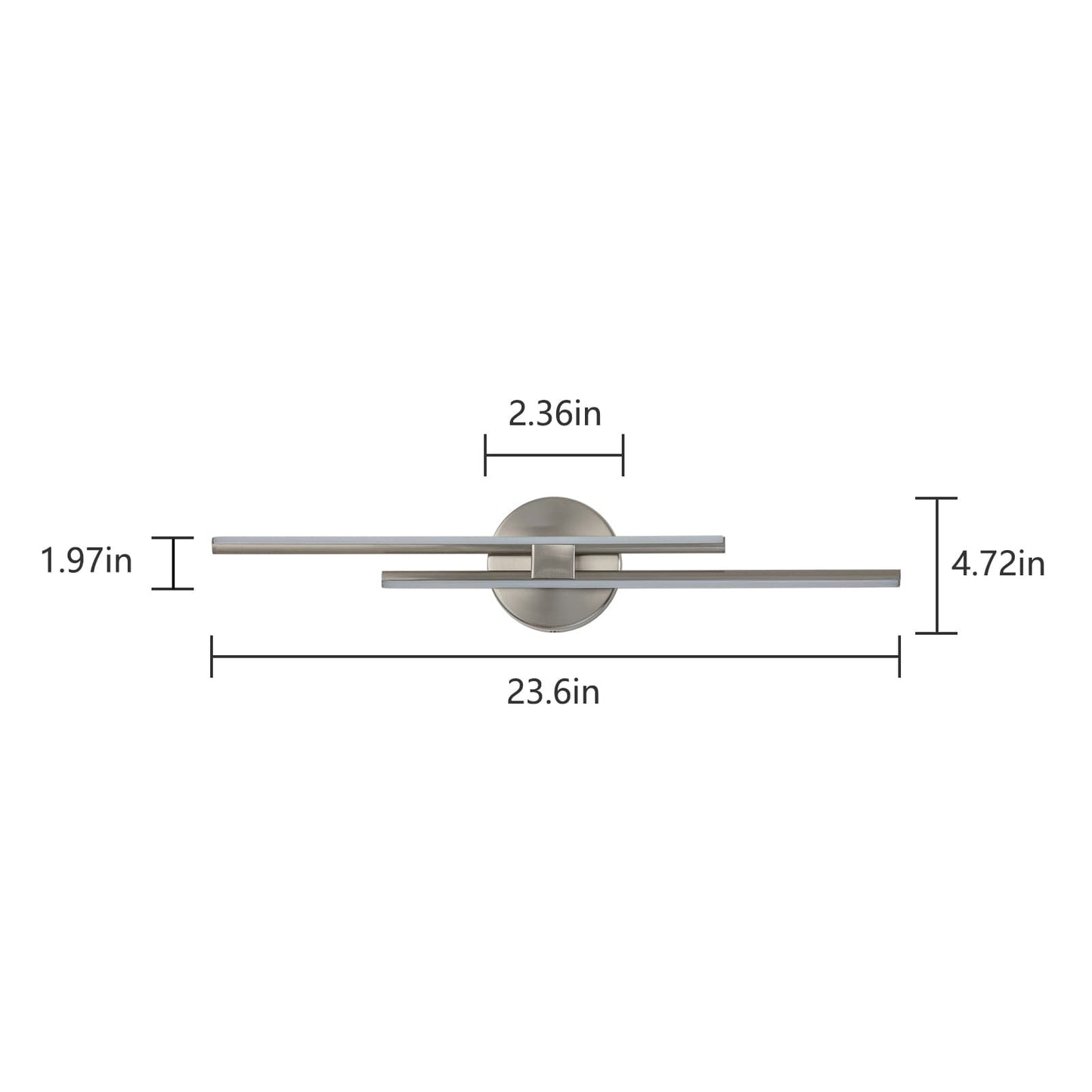 Minimalistische 2-flammige dimmbare LED-Waschtischleuchte, lineare Metall-Wandleuchte