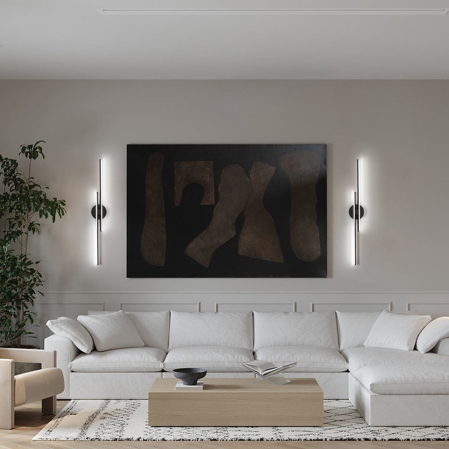 Minimalistische 2-flammige dimmbare LED-Waschtischleuchte, lineare Metall-Wandleuchte