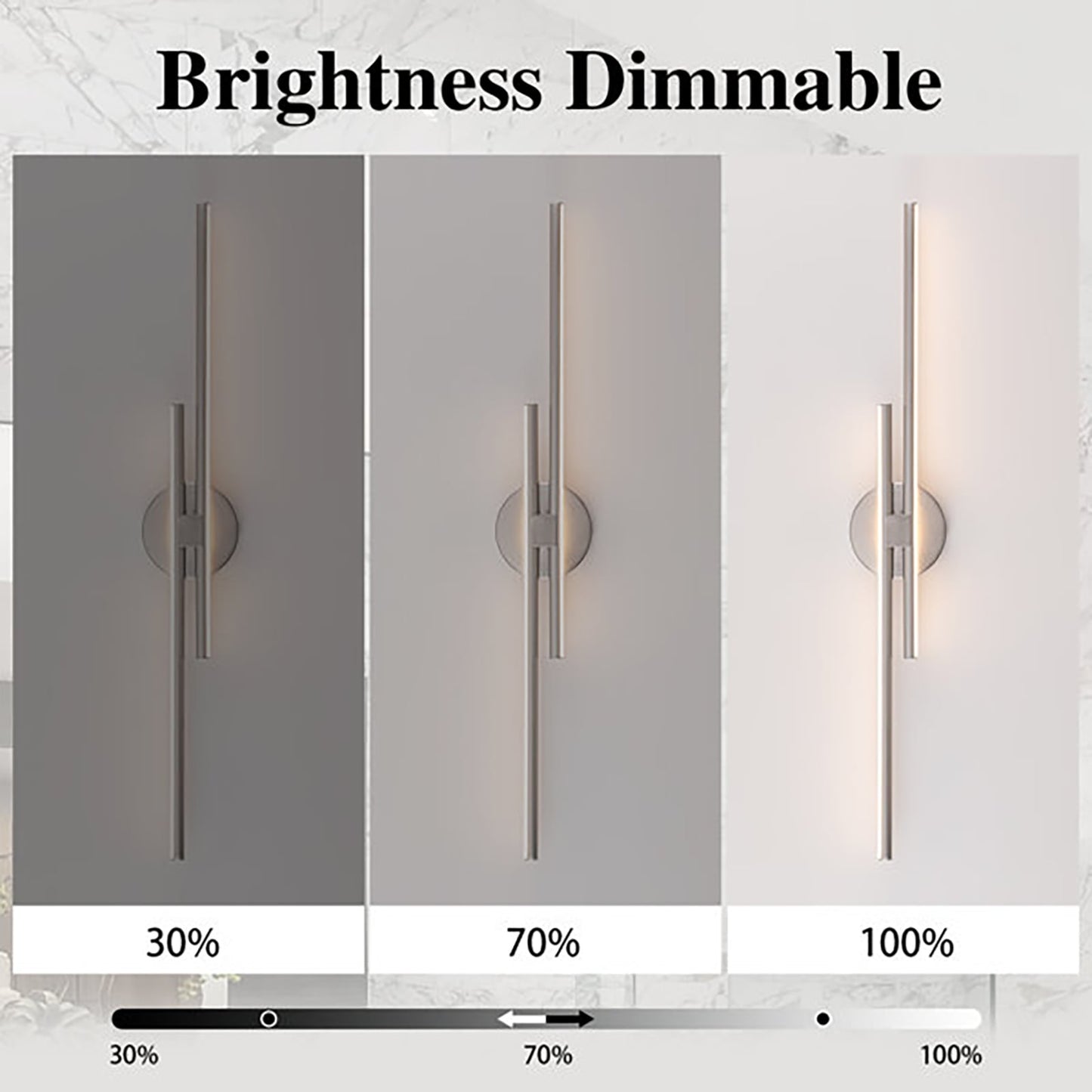 Minimalistische 2-flammige dimmbare LED-Waschtischleuchte, lineare Metall-Wandleuchte