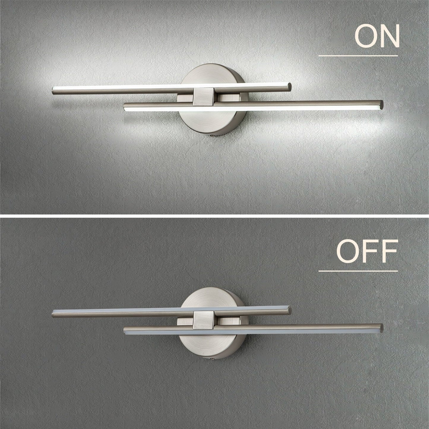 Minimalistische 2-flammige dimmbare LED-Waschtischleuchte, lineare Metall-Wandleuchte