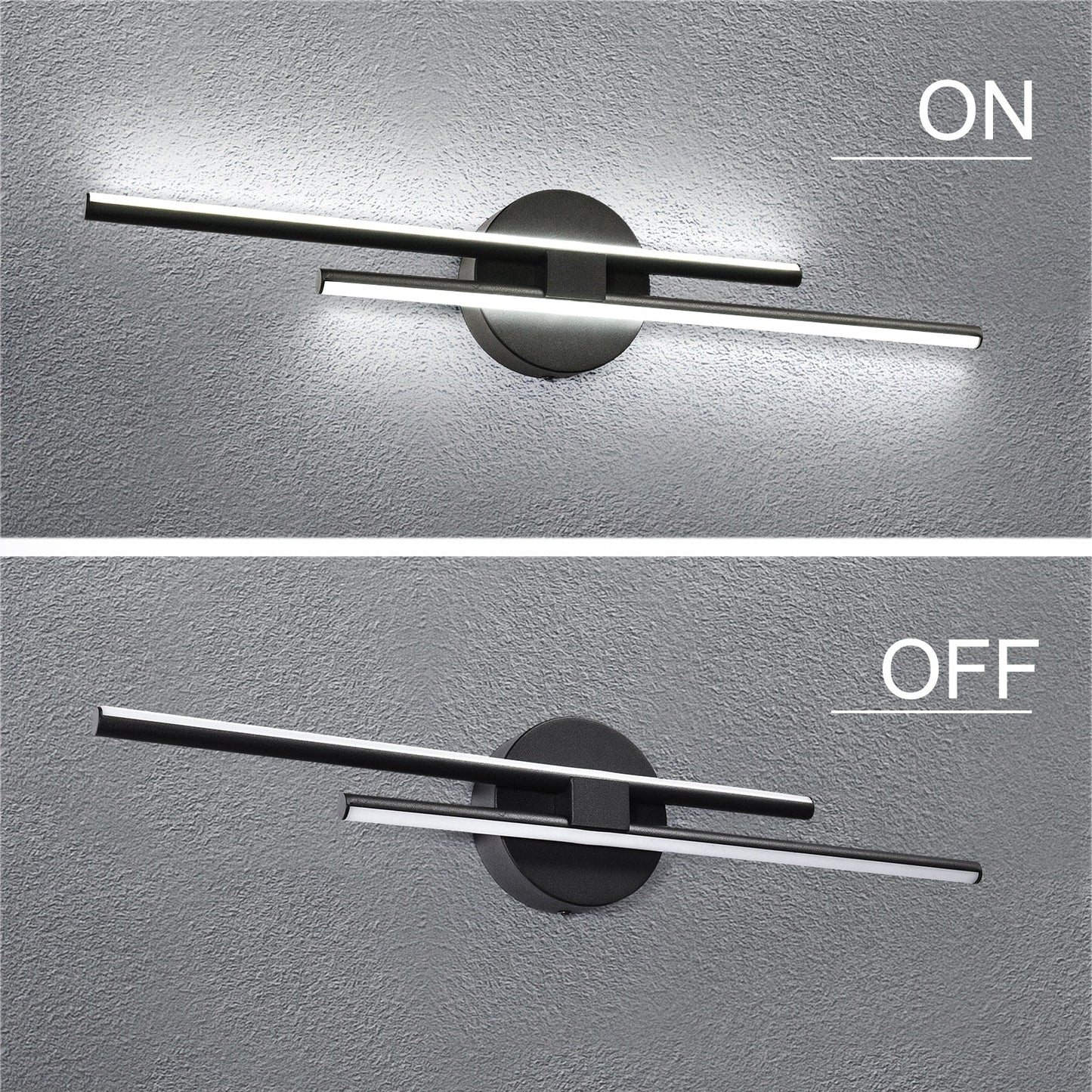 Minimalistische 2-flammige dimmbare LED-Waschtischleuchte, lineare Metall-Wandleuchte
