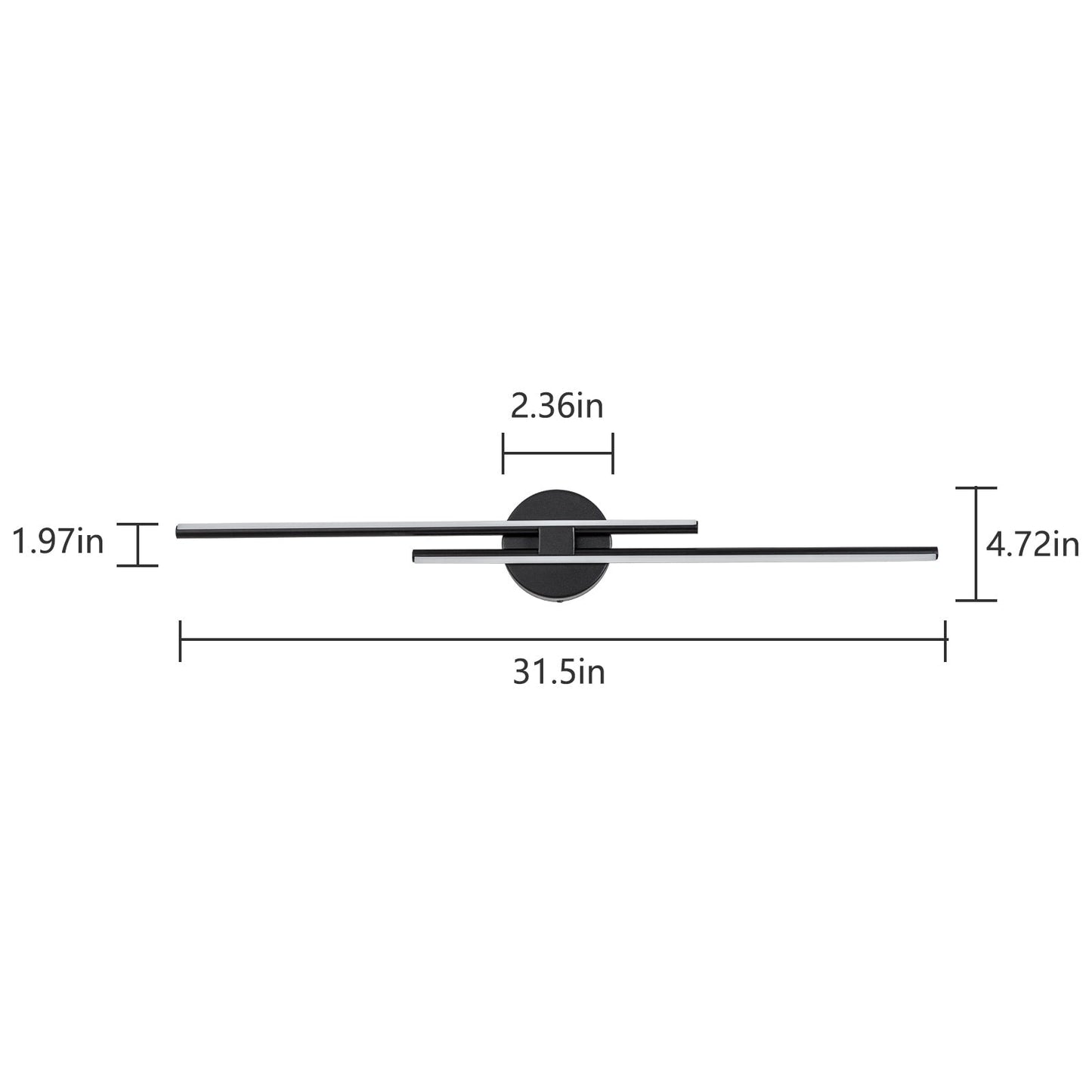 Minimalistische 2-flammige dimmbare LED-Waschtischleuchte, lineare Metall-Wandleuchte