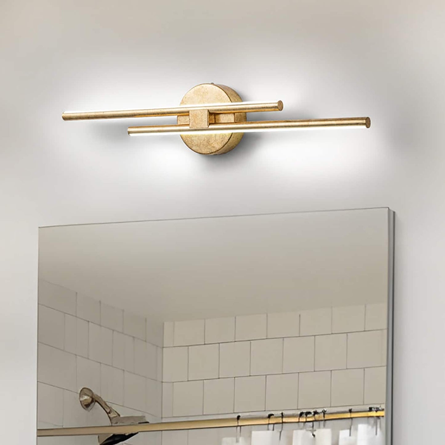 Minimalistische 2-flammige dimmbare LED-Waschtischleuchte, lineare Metall-Wandleuchte