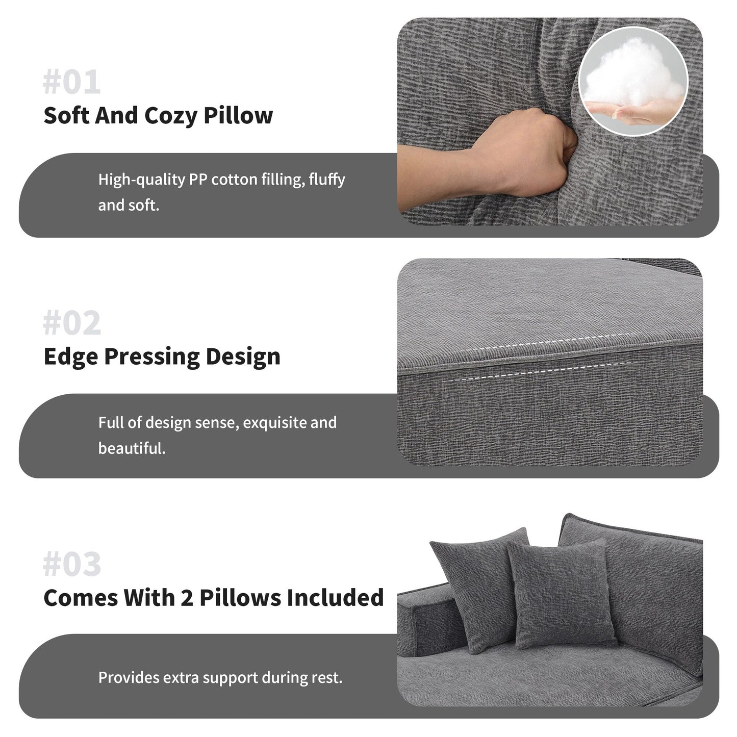 Minimalist Style Modular Sectional Sofa,Wrinkle-Resistant Chenille Couch Set,L-Shaped Compressed Sofa For Living Room