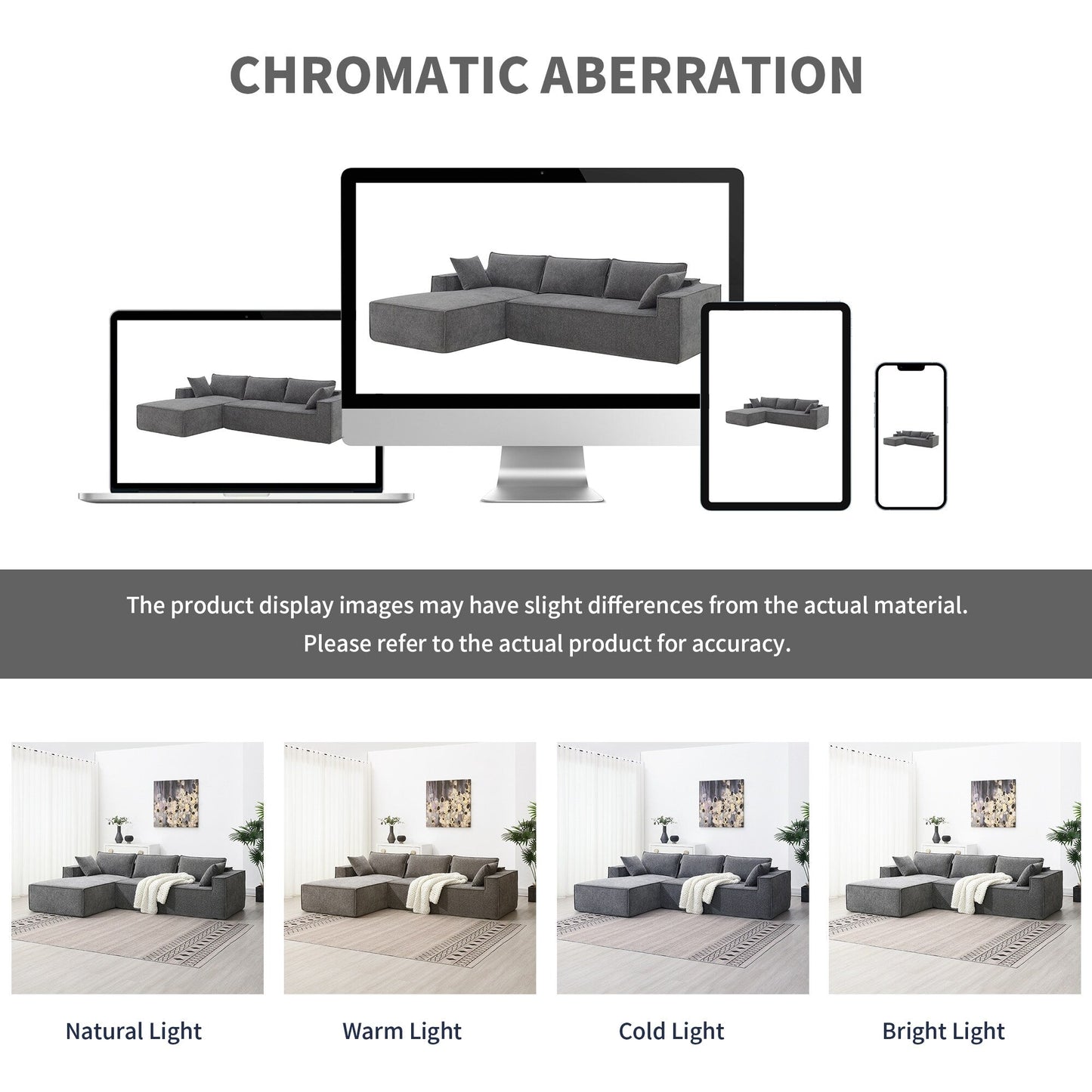 Minimalist Style Modular Sectional Sofa,Wrinkle-Resistant Chenille Couch Set,L-Shaped Compressed Sofa For Living Room