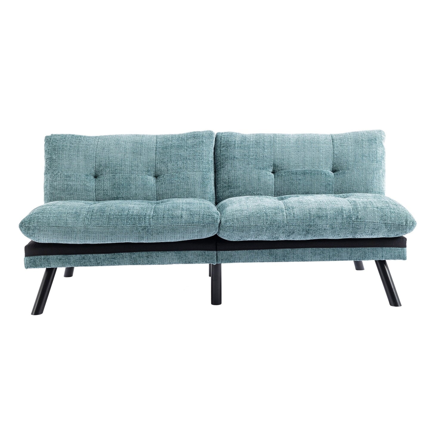 Mintgrünes 75,6 Chenille-Schlafsofa, umwandelbar, für zwei Personen, Futon-Sofa mit Metallbeinen für das Wohnzimmer