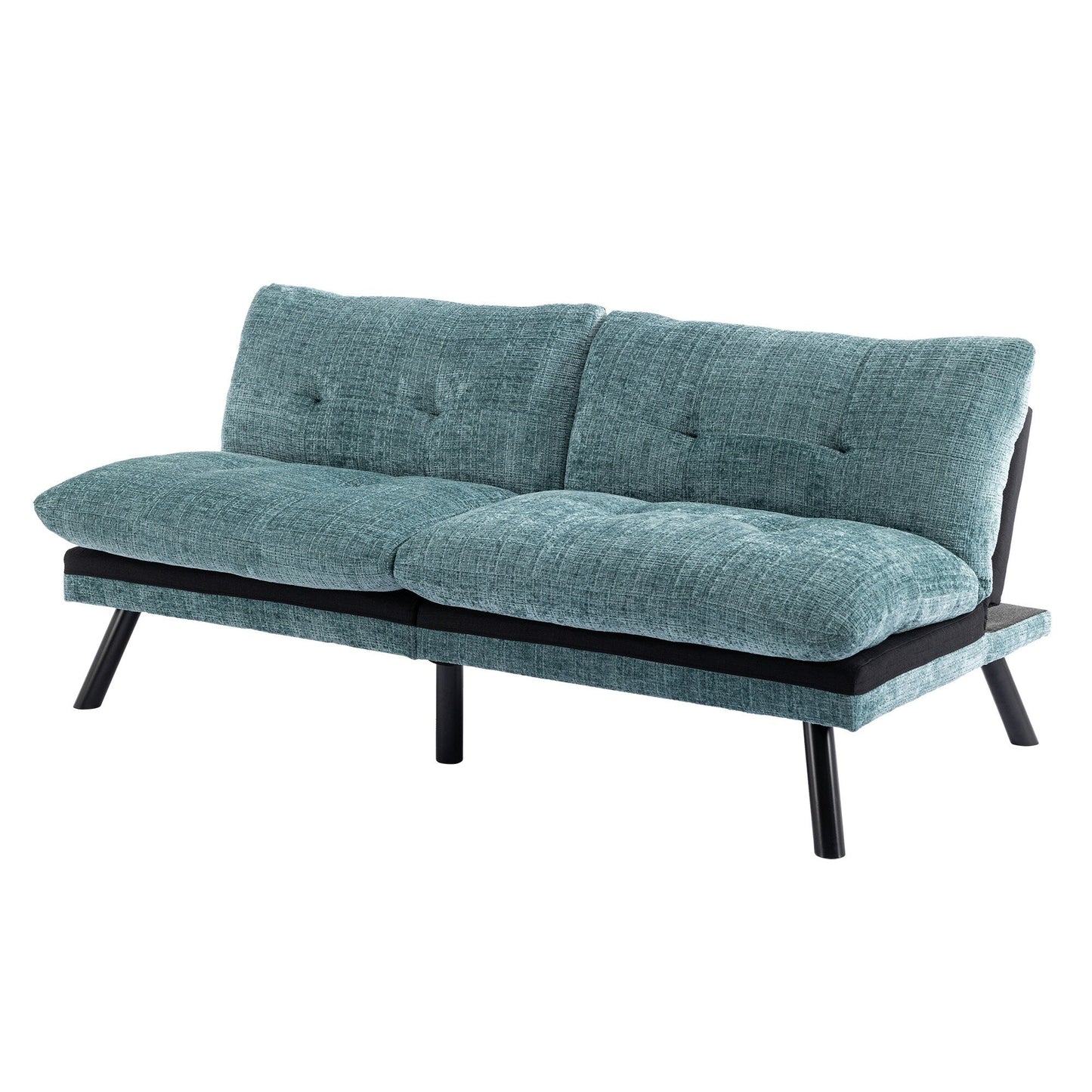 Mintgrünes 75,6 Chenille-Schlafsofa, umwandelbar, für zwei Personen, Futon-Sofa mit Metallbeinen für das Wohnzimmer