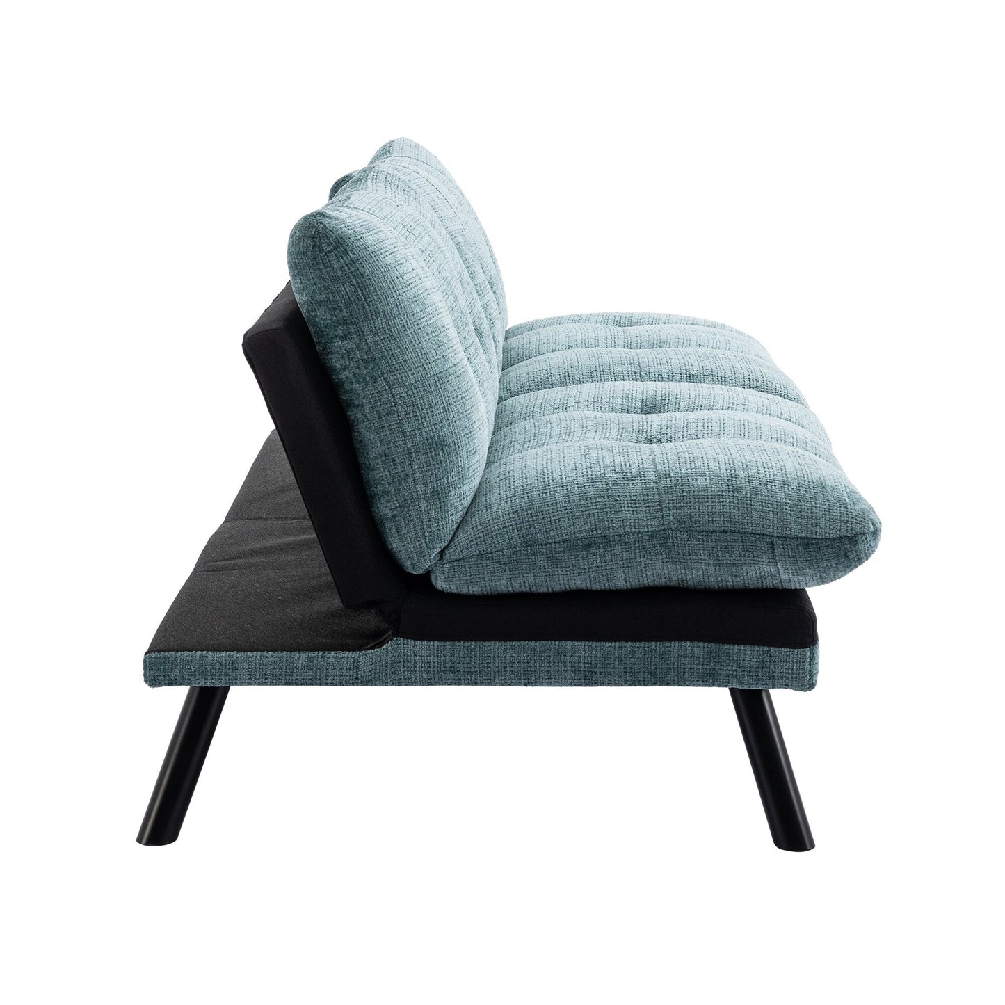 Mintgrünes 75,6 Chenille-Schlafsofa, umwandelbar, für zwei Personen, Futon-Sofa mit Metallbeinen für das Wohnzimmer