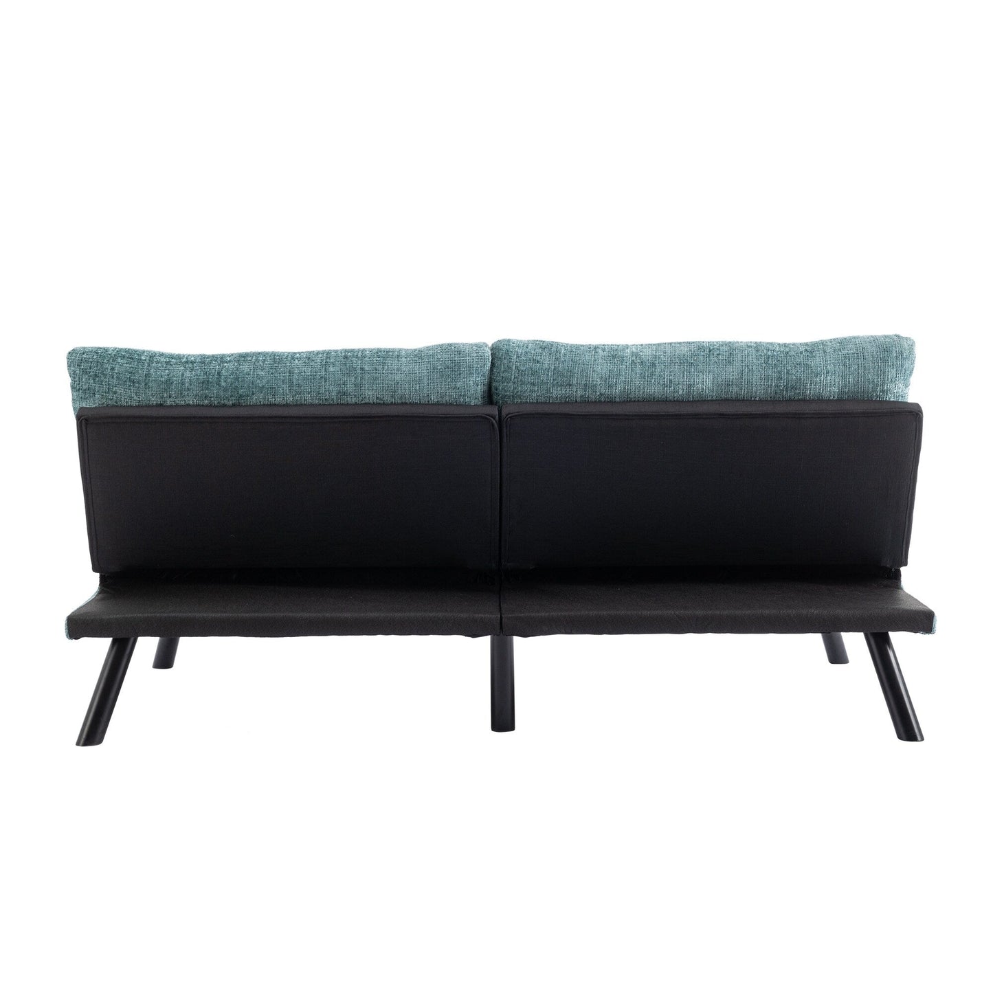 Mintgrünes 75,6 Chenille-Schlafsofa, umwandelbar, für zwei Personen, Futon-Sofa mit Metallbeinen für das Wohnzimmer