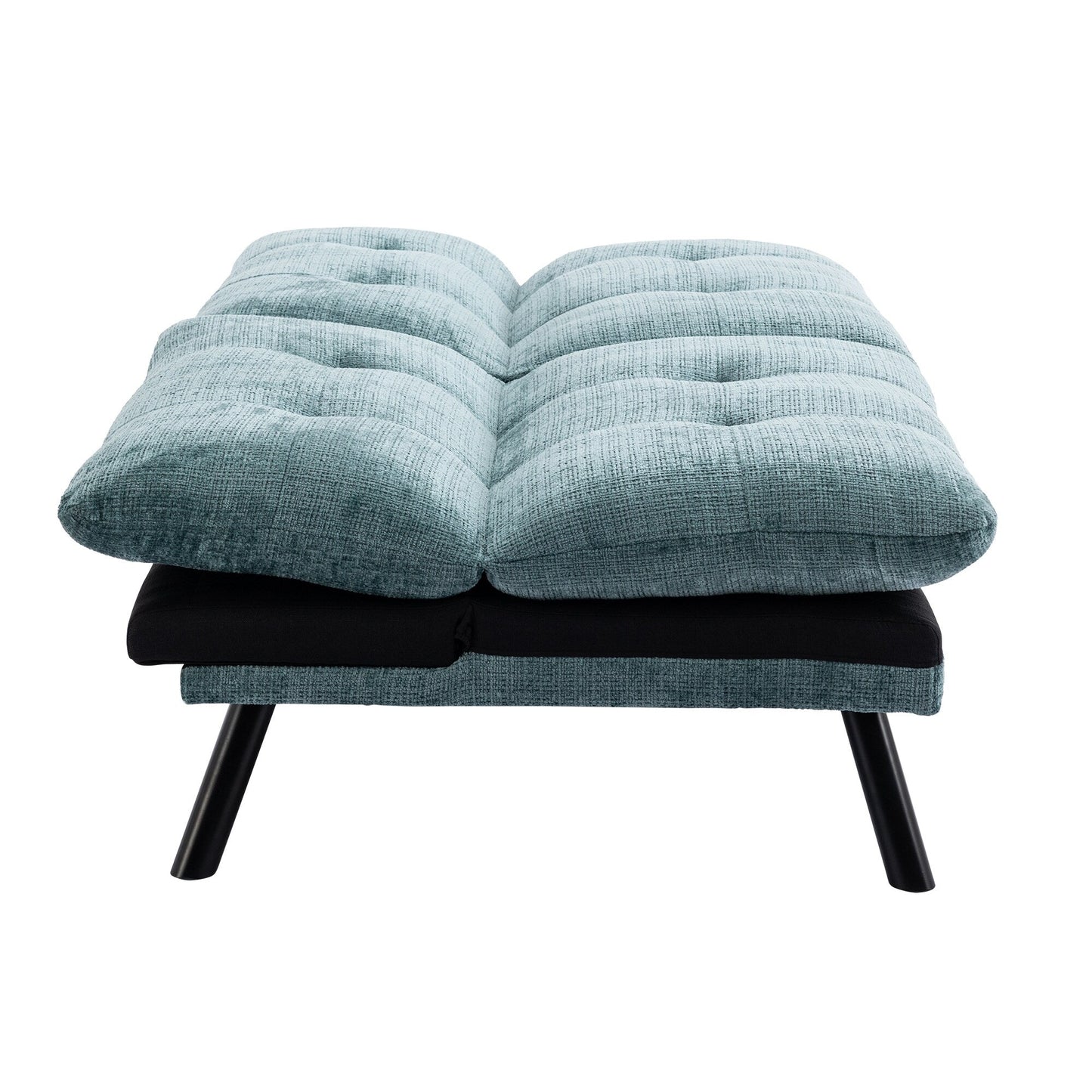 Mintgrünes 75,6 Chenille-Schlafsofa, umwandelbar, für zwei Personen, Futon-Sofa mit Metallbeinen für das Wohnzimmer