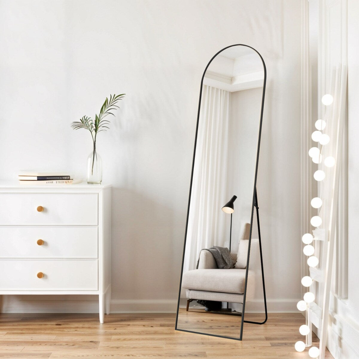 Spiegel Ganzkörper-Wandspiegel mit bruchsicherem Glas, bodenstehend für Schlafzimmer-Garderobe