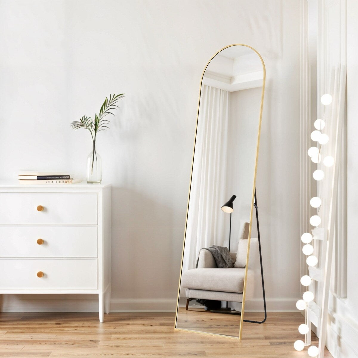 Spiegel Ganzkörper-Wandspiegel mit bruchsicherem Glas, bodenstehend für Schlafzimmer-Garderobe