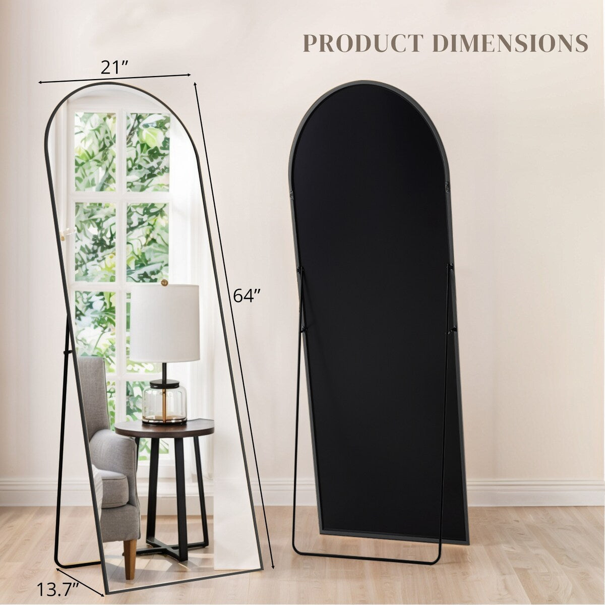 Spiegel Ganzkörper-Wandspiegel mit bruchsicherem Glas, bodenstehend für Schlafzimmer-Garderobe