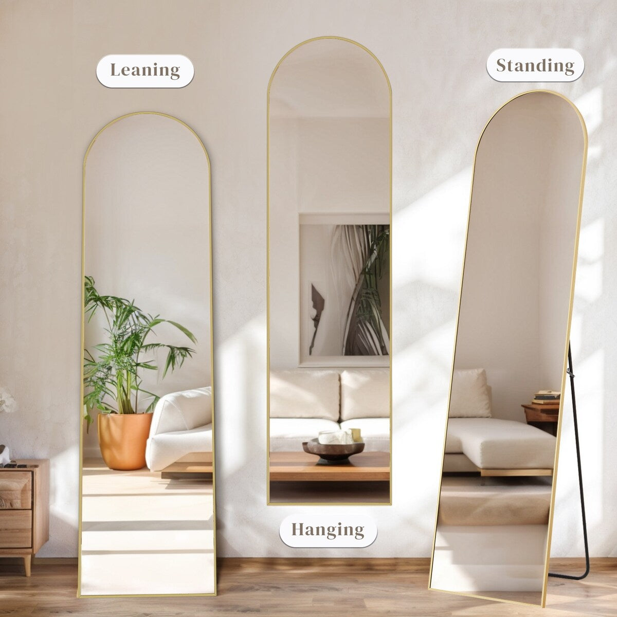 Spiegel Ganzkörper-Wandspiegel mit bruchsicherem Glas, bodenstehend für Schlafzimmer-Garderobe