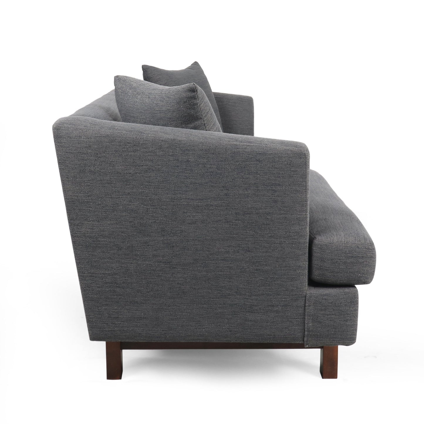 Miry 3 Seater Sofa with 2 Throw Pillows, Charcoal Gray Faux Leather