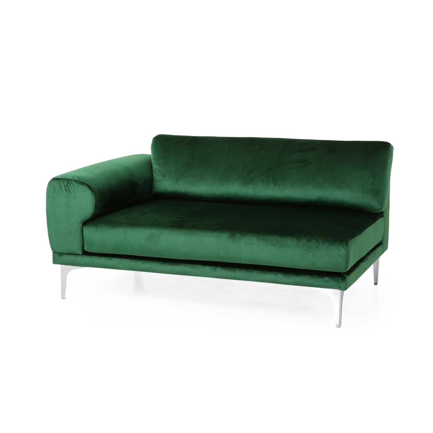 Miry 4 Seater Sofa, Contemporary Silver Legs, Emerald Green Velvet