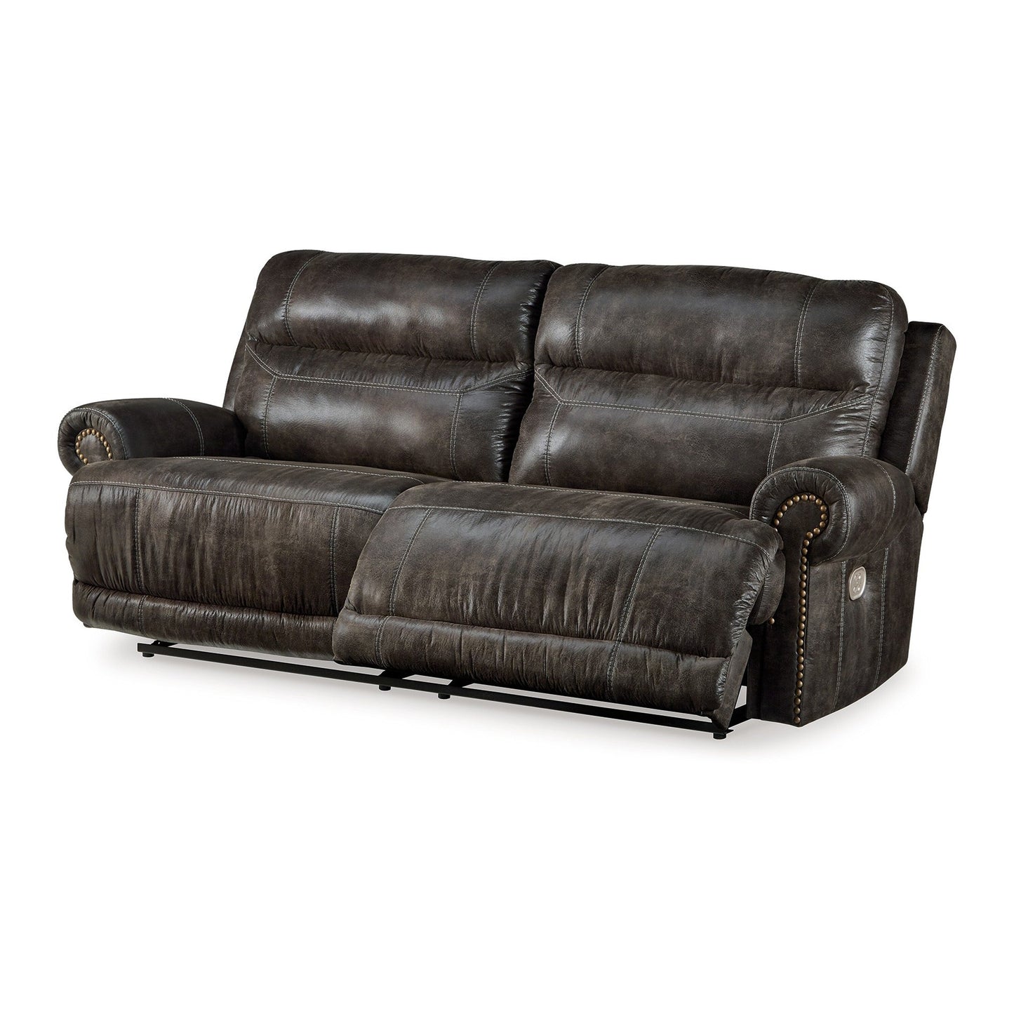 Mitch Power Recliner Sofa, Dark Gray Faux Leather 90 Inch
