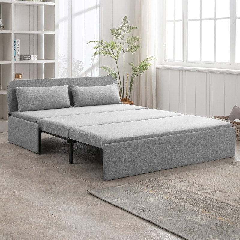 Mixoy Linen 2-in-1 Convertible Sofa Bed,Twin/Queen Pull Out Sleeper Sofa with Mattress,Cushions