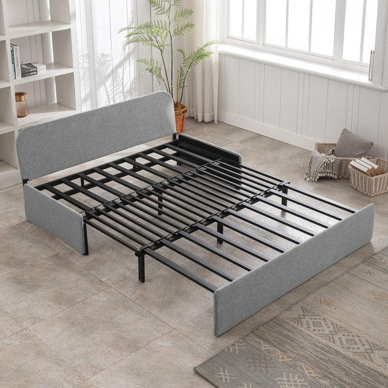 Mixoy Linen 2-in-1 Convertible Sofa Bed,Twin/Queen Pull Out Sleeper Sofa with Mattress,Cushions