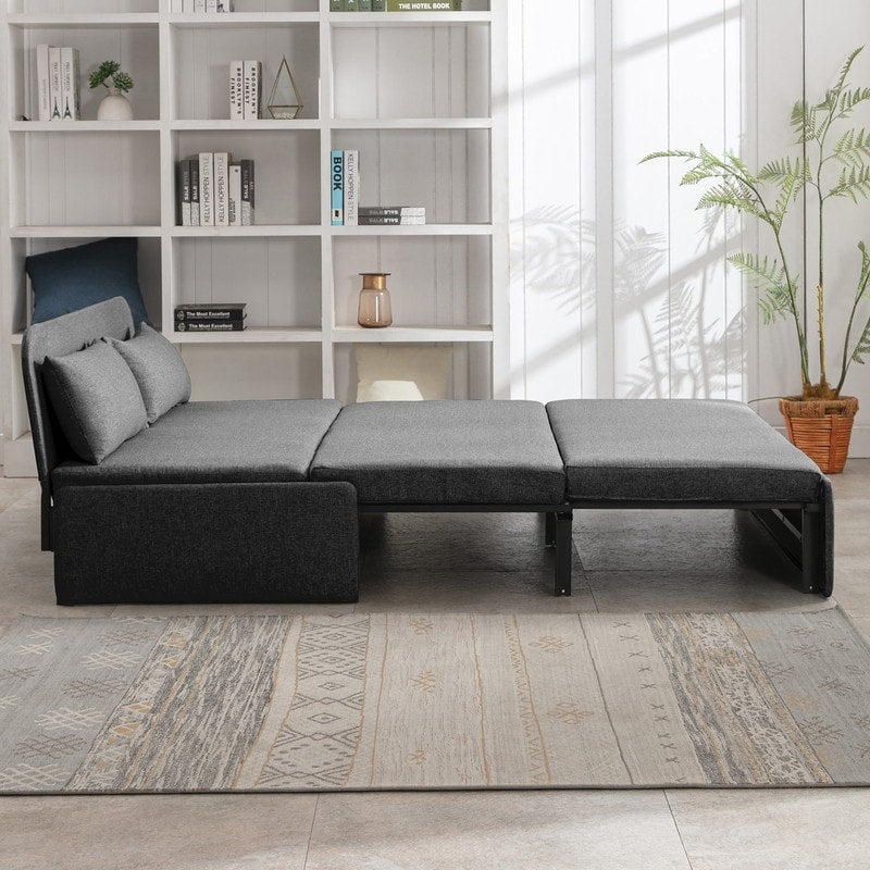 Mixoy Linen 2-in-1 Convertible Sofa Bed,Twin/Queen Pull Out Sleeper Sofa with Mattress,Cushions