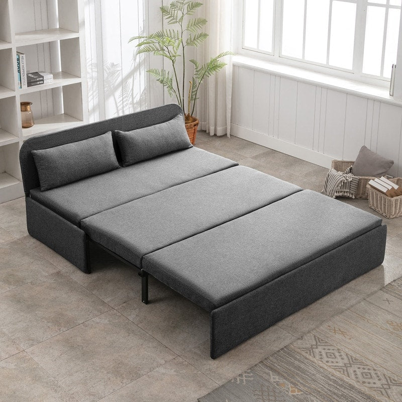 Mixoy Linen 2-in-1 Convertible Sofa Bed,Twin/Queen Pull Out Sleeper Sofa with Mattress,Cushions