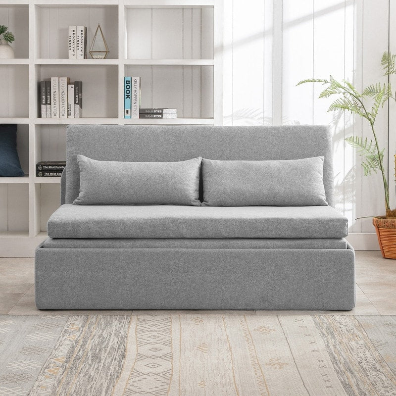 Mixoy Linen 2-in-1 Convertible Sofa Bed,Twin/Queen Pull Out Sleeper Sofa with Mattress,Cushions