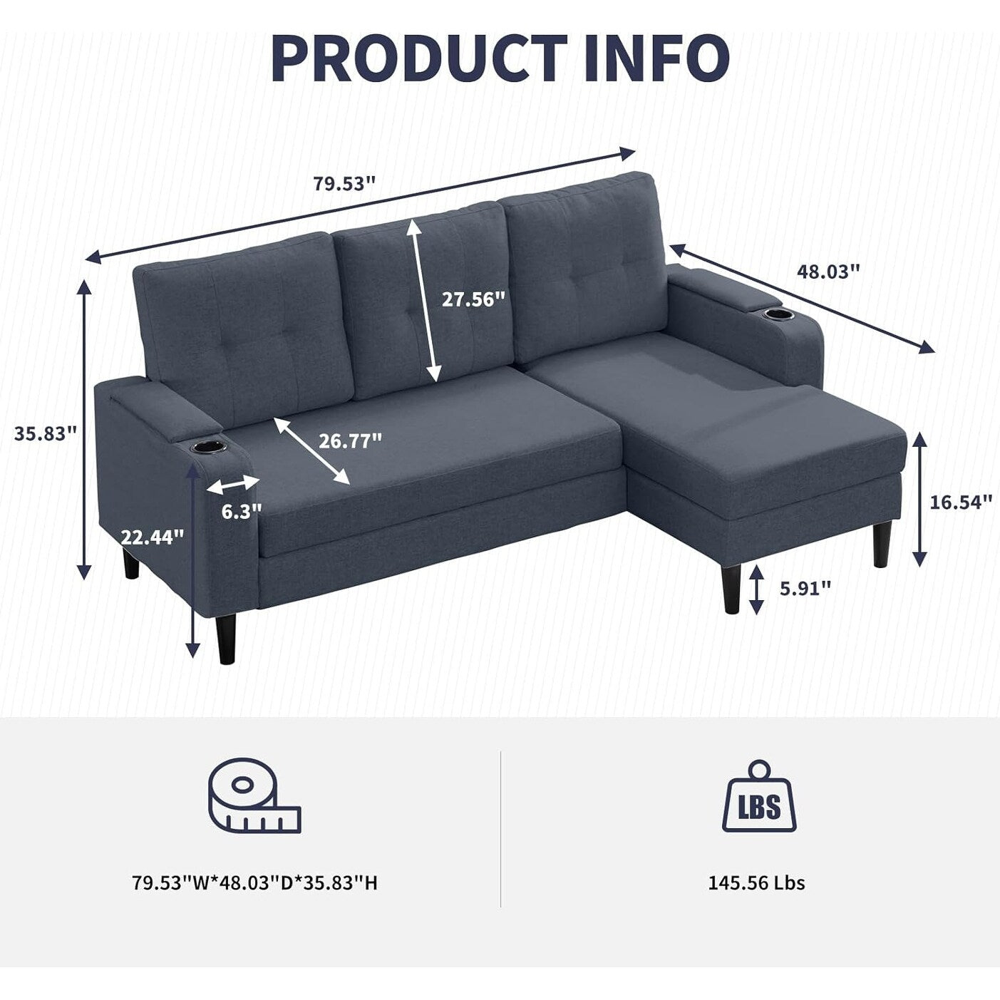 Mixoy Sectional Pull Out Sofa Bed,Convertible Sofa with Storage,Cup Holders,Reversible Sleeper Couches