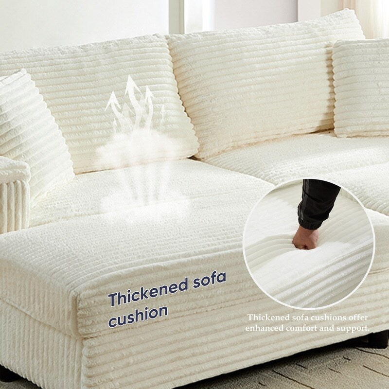 Mixoy 85ââCorduroy Loveseat Chaise Lounge with Storage Ottoman&Armrests,Upholstered 2-Seater Sleeper Reclining Chair Indoor