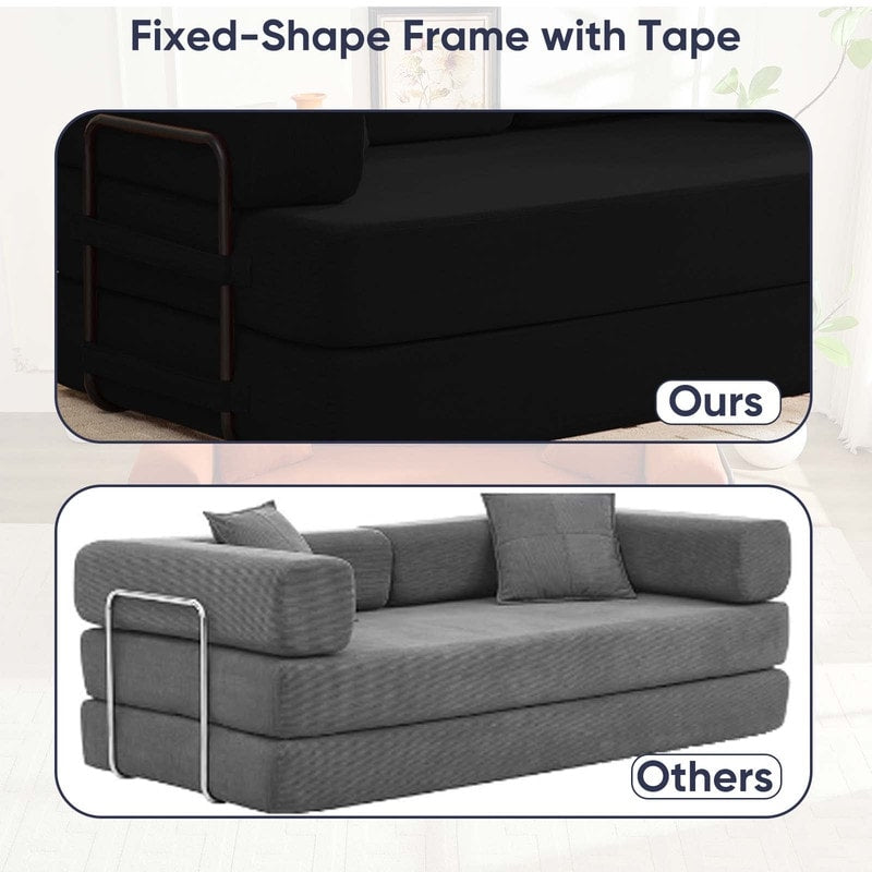 Mixoy Convertible Pull Out Sleeper Sofa Bed with Movable armrest,Folding Mattress Couch,Removable Washable Floor Sofa Bed