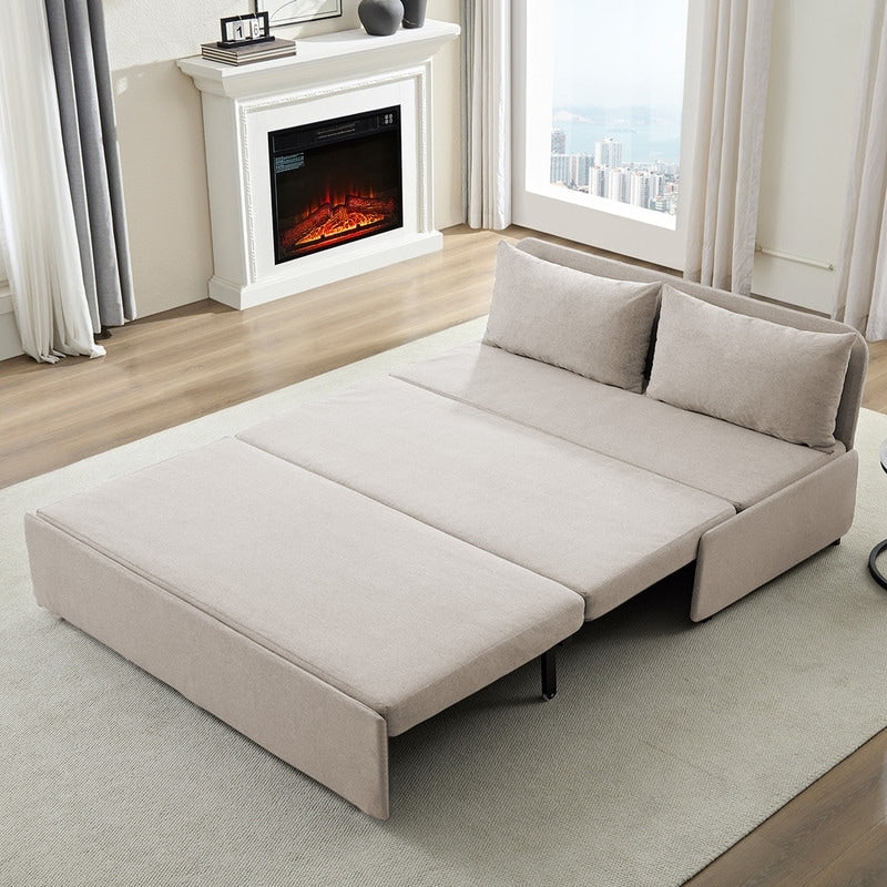 Mixoy Full/Queen Size Sofa Bed,2 in 1 Convertible Linen 1-Seater/Loveseat Sleeper Sofa Couch with Cushions
